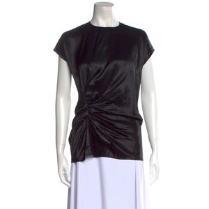 Black Helmut Lang Draped Viscose Top